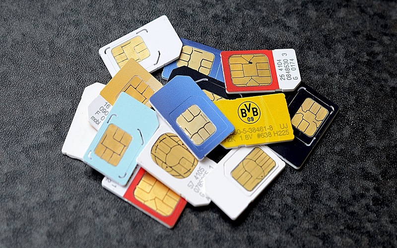 sim cards pile