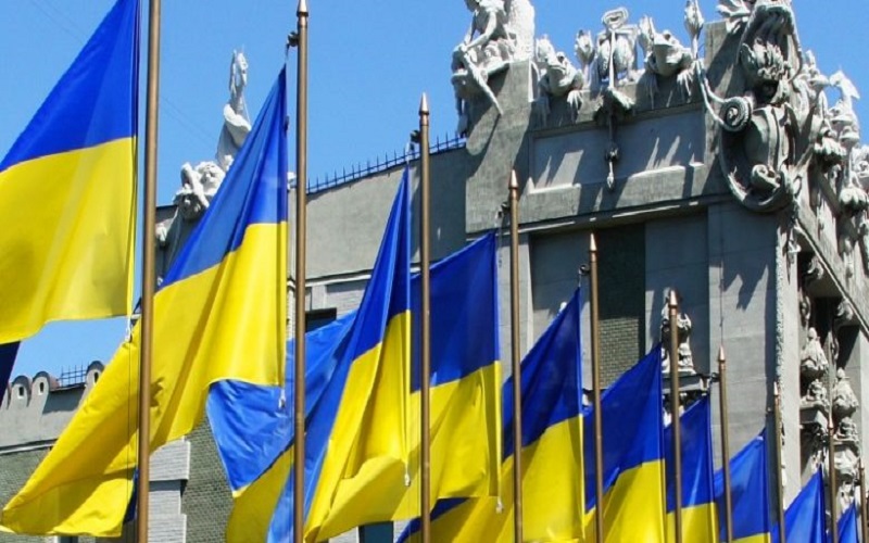 kyiv ukraine 15th june 2011 ukrainian flags sonya heaney copy 1