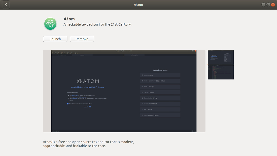 نرمافزارهای اوبونتو اسنپ اتم Snap store Atom Editor