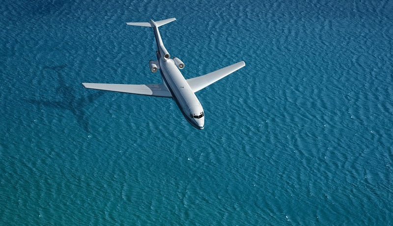 private jet on the sea