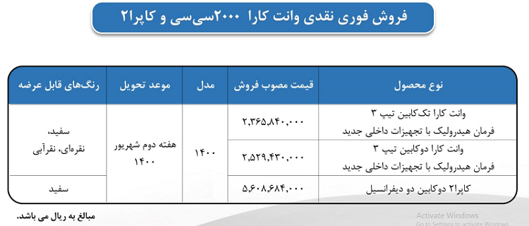 فروش وانت کاپرا