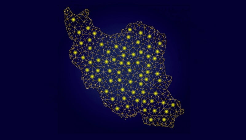 depositphotos 265216092 stock illustration polygonal network yellow iran map