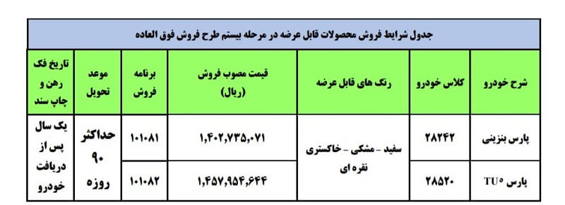 پیش فروش مرداد