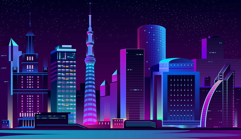 night city futuristic landscape background vector 22835463