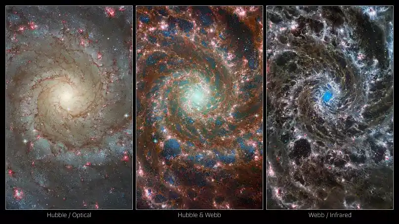 مقایسه تصاویر هابل و جیمز وب از کهکشان فانتوم