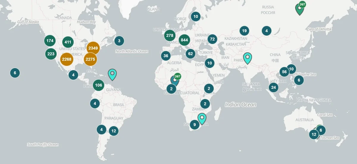 نقشه پراکندگی خودپرداز‌های رمزارز در جهان