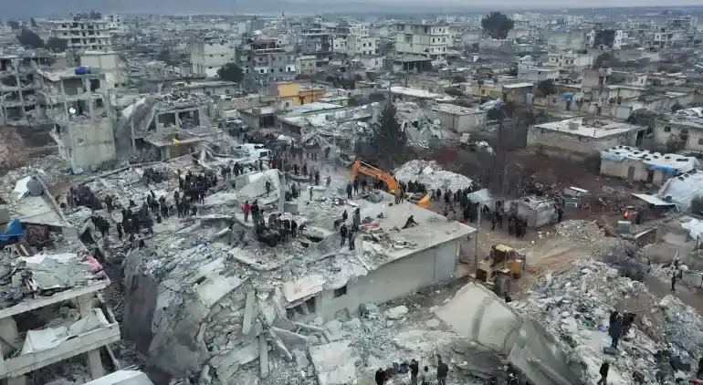 تصویر هوایی از ویرانی حلب پس از زمین لرزه