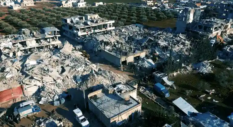 تصویر هوایی از میزان تخریب در حلب پس از زمین لرزه