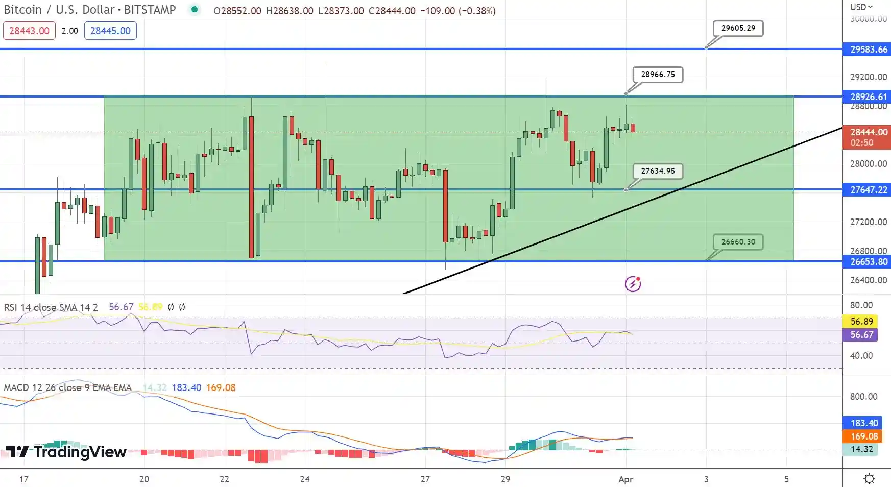 نمودار قیمت بیت کوین