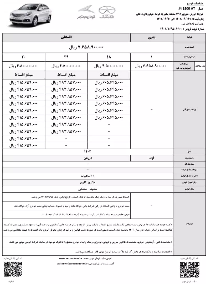 جک J4 کرمان موتور