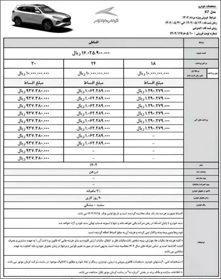 فروش اقساطی K7