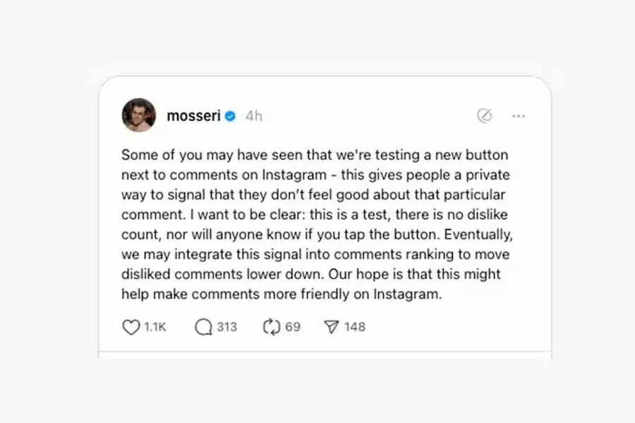 اینستاگرام دیسلایک را در بخش کامنت‌ها تست می‌کند