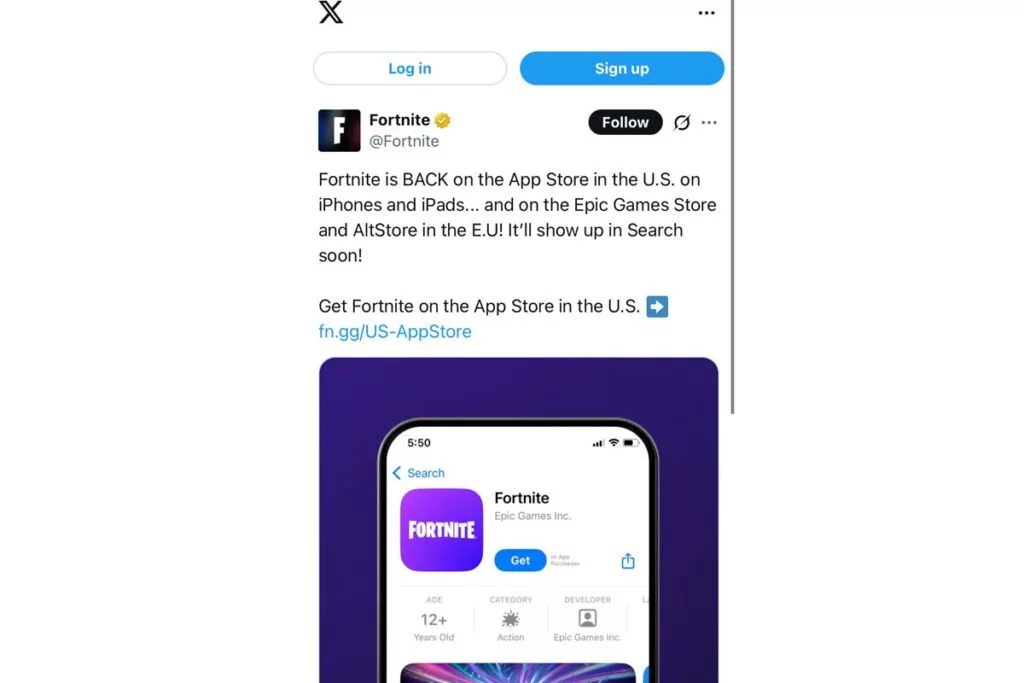 fortnite bazgasht ios usa 1