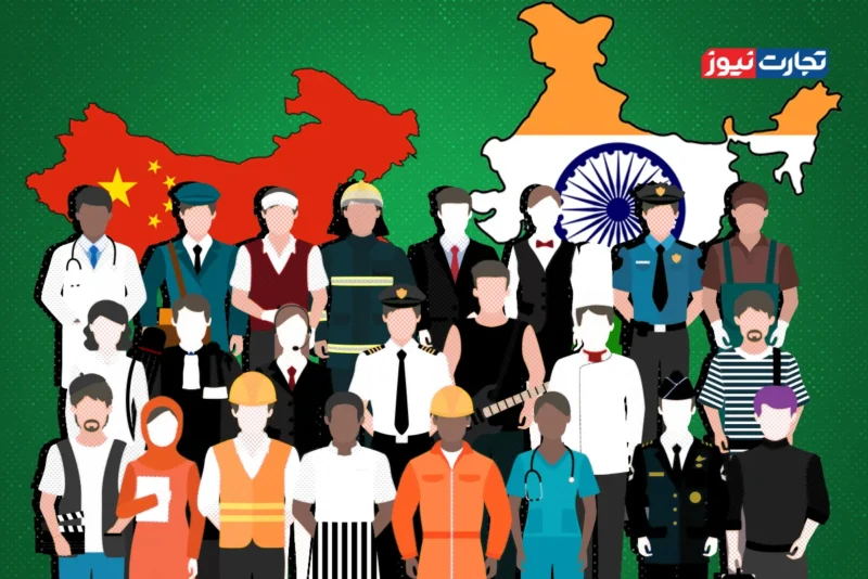 جمعیت در سن کار هند و چین