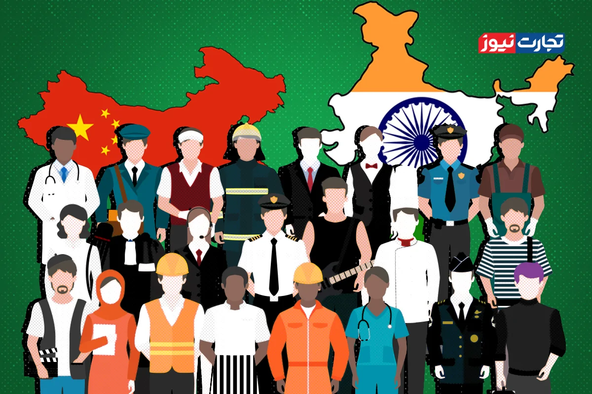 مقایسه جمعیت در سن کار هند و چین + اینفوگرافی