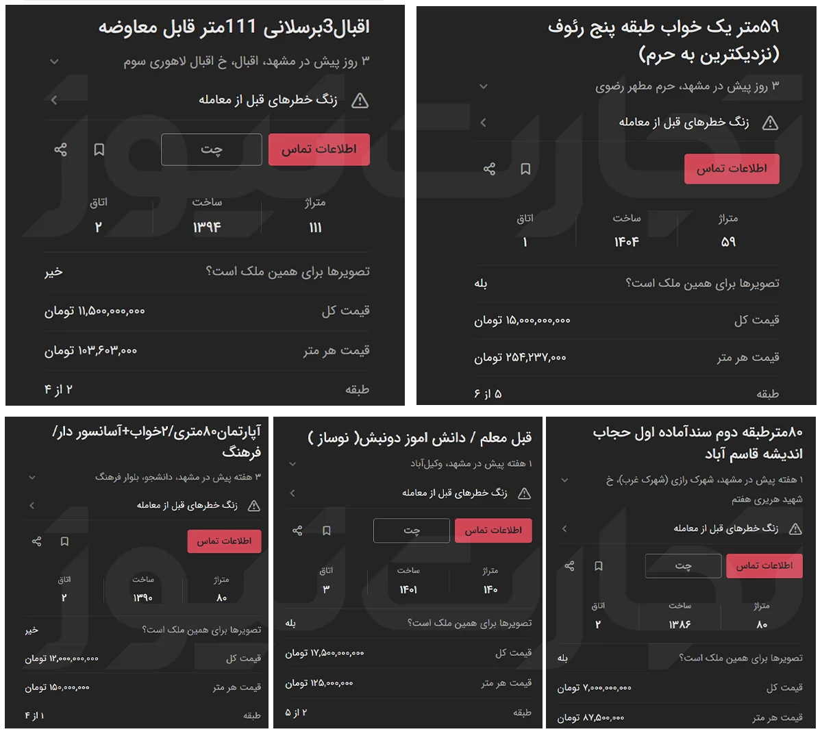 قیمت خانه در مشهد