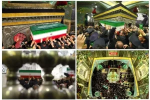 پیکر رهبر شهید در رواق دارالذکر حرم مطهر رضوی به خاک سپرده شد